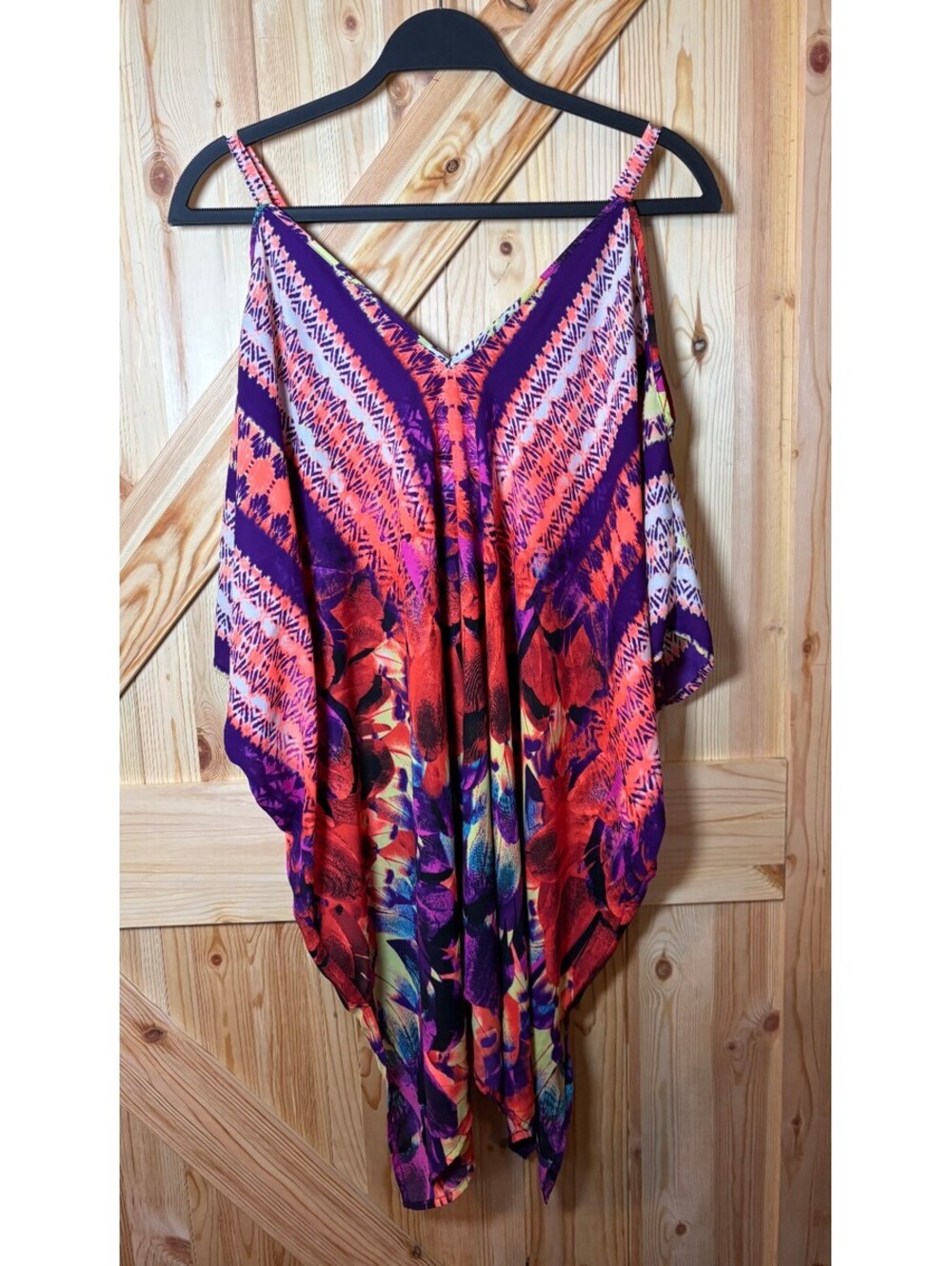 Worthington Colorful Floral and Geometric Women's Cold Shoulder Blouse Med